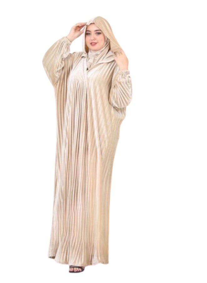 Women's heavy pleated French velvet prayer abaya – suitable for going out and receiving guests, free size from 60 to 150 kg – prayer abaya suitable for home and outings - Image 1